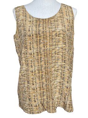 100% Silk Basket Weave Top 10 Tank Graphic Realistic Sleeveless Shell Via Seta